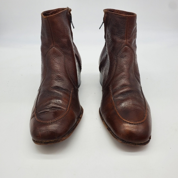 Vintage The Florsheim Shoes Men 11 D Essex Moc Toe Zipper Leather Ankle Boots - Picture 2 of 12